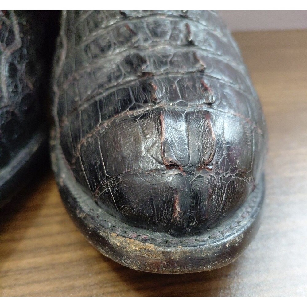Lucchese Alligator Boot T3211R Blk Cherry Caiman Hornback 2000’s Vintage 13 EE - Picture 14 of 16